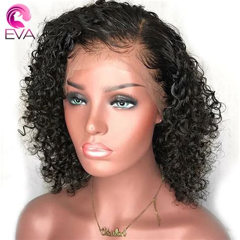 Eva 150% Density 13x6 Short Bob Lace Front Wigs With Baby Hair Brazilian Remy Hair Curly Lace ...