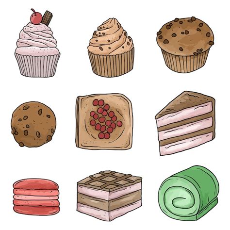 Premium Vector | Set of bakery food hand drawn illustration