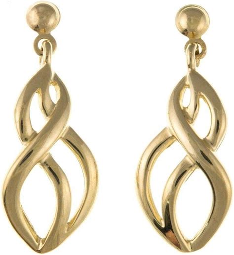Solid Gold Drop Earrings Yellow 9 Carat 375 Hallmarked Drops : Amazon.co.uk: Jewellery