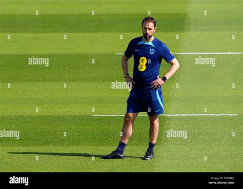 England manager Gareth Southgate during a training session at the Al ...