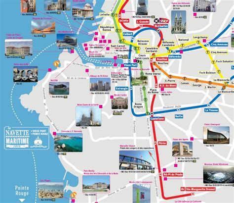 Marseille tourist attractions map - Marseille sightseeing map (Provence-Alpes-Côte d'Azur - France)