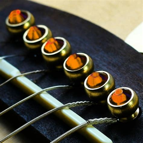 Tebru Brass Made Bridge Pin, Acoustic Guitar Bridge Pin, 6Pcs Brass Made Guitar Bridge Pins with ...