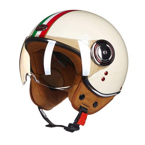 Buy Open Face Helmet with Visor, 3/4 Motorcycle Helmet, Adults Retro Moped Helmets for Men Women ...