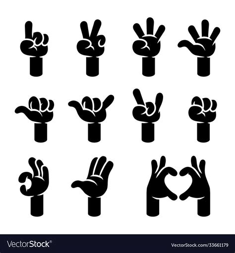 Black cartoon hand gesture collection Royalty Free Vector