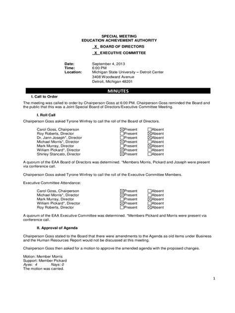 2024 Board Meeting Minutes Template - Fillable, Printable PDF & Forms | Handypdf