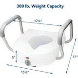 Carex EZ Lock Raised Toilet Seat with Handles, Adjustable Removable Arms, Adds 5", 300 lb ...