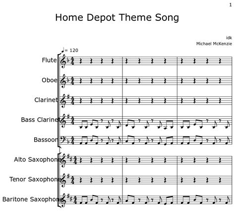 Home Depot Theme Song - Sheet music for Flute, Oboe, Clarinet, Bass Clarinet, Bassoon, Alto ...