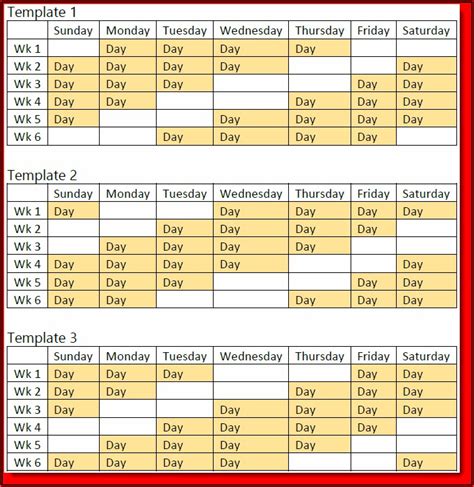 8 Hour Rotating Shift Schedule Template