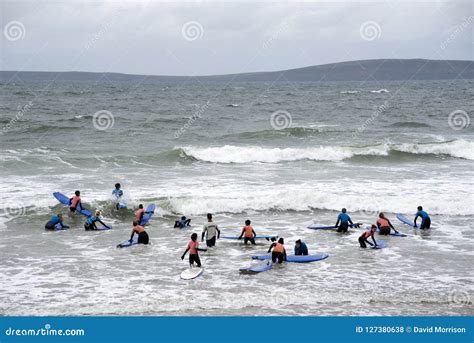 Students Being Taught Surfing at Ballybunion Beach Editorial Stock Photo - Image of ocean, kids ...