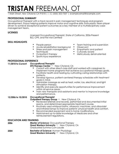 Occupational Therapist Resume Sample | Occupational therapist, Resume examples, Perfect resume ...