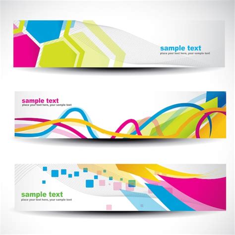 Banner set with modern colorful shapes Vector | Free Download