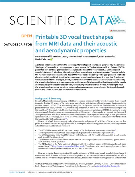 (PDF) Printable 3D vocal tract shapes from MRI data and their acoustic ...