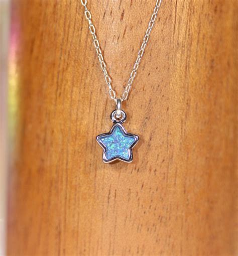 Blue star necklace Silver star pendant necklace blue druzy | Etsy