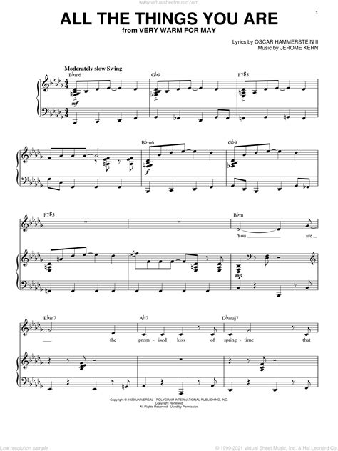 All The Things You Are sheet music for voice and piano (PDF)