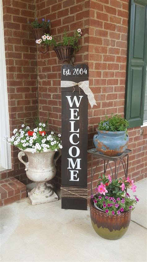 Welcome Sign - Front Door Welcome Sign - Wood Welcome Sign - Large Vertical Welcome Sign ...