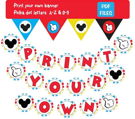 Mickey Mouse banner DIY Instant Download by smrpartydesigns