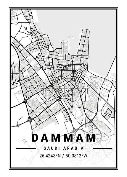 Dammam Map Print, Dammam Map Poster, Dammam Map Wall Art, Dammam City Map, Map Of Dammam, Dammam ...