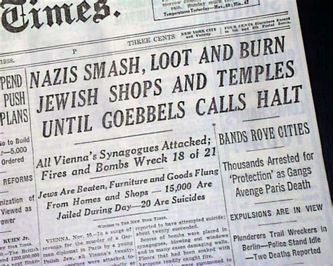 KRISTALLNACHT Night of Broken Glass JEWS Jewish Pogrom HOLOCAUST 1938 ...