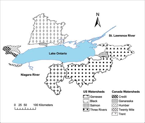 Lake Ontario and watersheds of study tributaries | Download Scientific Diagram