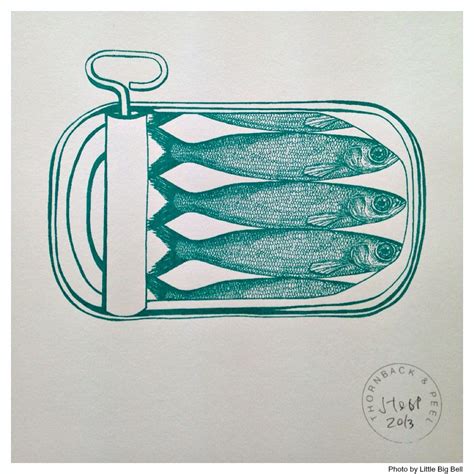 Sardine tin print | Art inspiration, Fish illustration, Linocut art