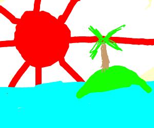 red sun over paradise - Drawception