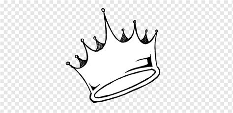 Hand-painted cartoon crown, crown, black and white, cartoon png | PNGWing