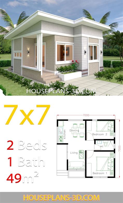 Simple 2 Bedroom House Plans 2021 | Small house layout, Small house ...