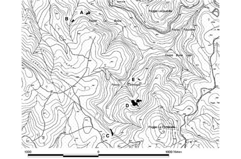 Map of the spring environments (indicated by letters). Geographical... | Download Scientific Diagram