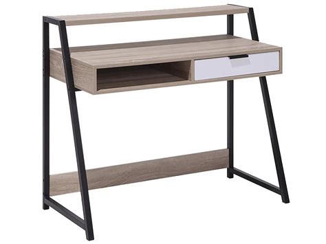 1 Drawer Home Office Desk with Shelves 100 x 50 cm Light Wood CALVIN ...