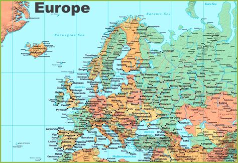 Printable Map Of Europe With Major Cities Printable Maps | Images and Photos finder