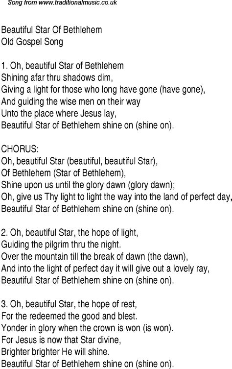 Beautiful Star Of Bethlehem - Christian Gospel Song Lyrics and Chords