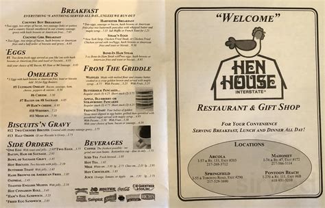 Hen House Restaurant menu in Mitchell, Illinois, USA