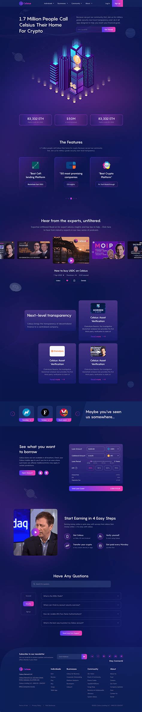 Celsius Network Landing Page Redesign on Behance