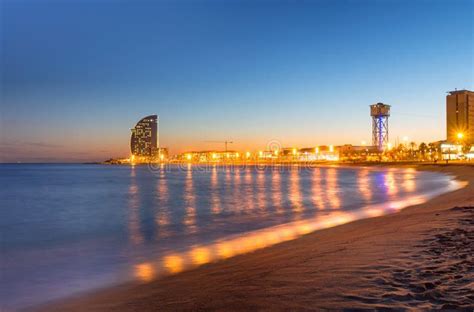 Beach in Barcelona during Sunset Stock Photo - Image of ocean ...