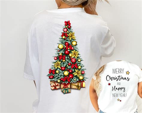 Merry Christmas Front and Back Shirt, Merry Christmas Family Shirt, Christmas Party Shirts,women ...