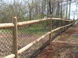 Black Chain Link Fence With Wooden Posts | Backyard fences, Wood fence post, Wood fence design