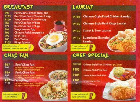 Chowking Lauriat Menu