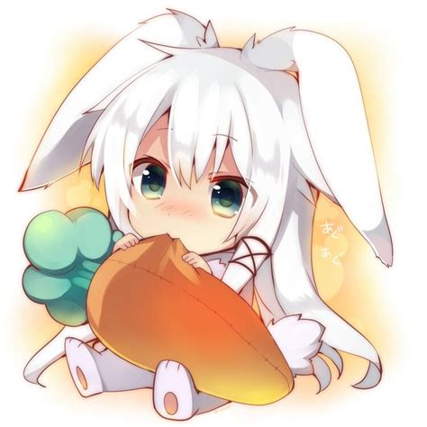 Its a bunny with a big carrot! | Anime, Nekomimi, Nhân vật anime