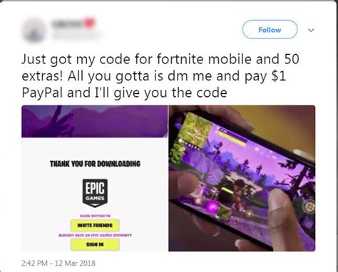 Fake Fortnite Mobile iOS Invites Being Pushed On Social Sites