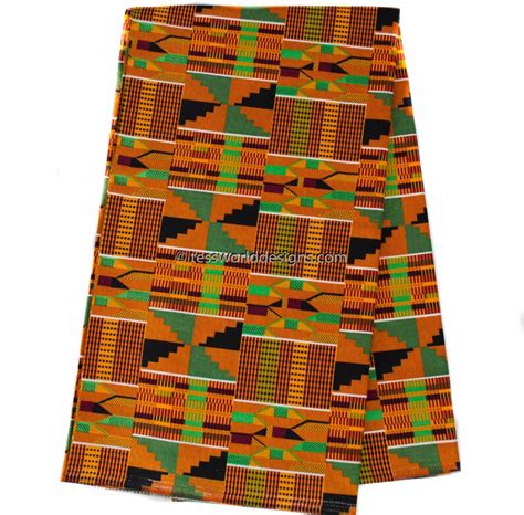 Traditional Kente cloth fabric sold per yard/ Orange Kente/ | Etsy