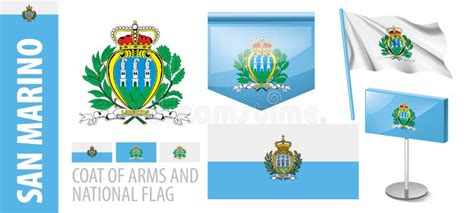 Vector Set of the Coat of Arms and National Flag of San Marino Stock ...