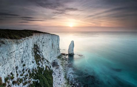 Wallpaper Clouds, Landscape, Coast, Sea, Dorset, Erosion, Old Harry ...