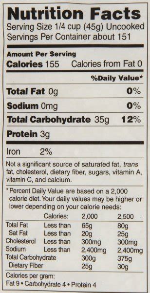 Botan Calrose Rice Nutrition Facts - Nutrition Ftempo