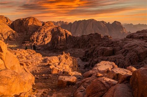 Premium Photo | View from mount sinai at sunrise beautiful mountain ...