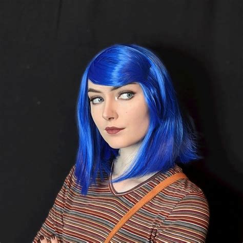 Blue Coraline Wig with Bangs - Depop