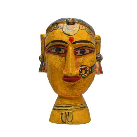 Buy Sculptures & Statues | Wooden Gowri - Yellow | Shop at The Purple Turtles — The Purple ...