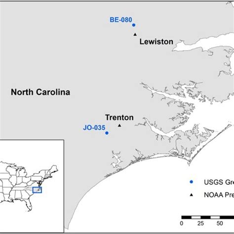 Map of the North Carolina Coastal Plain, with locations of the two... | Download Scientific Diagram