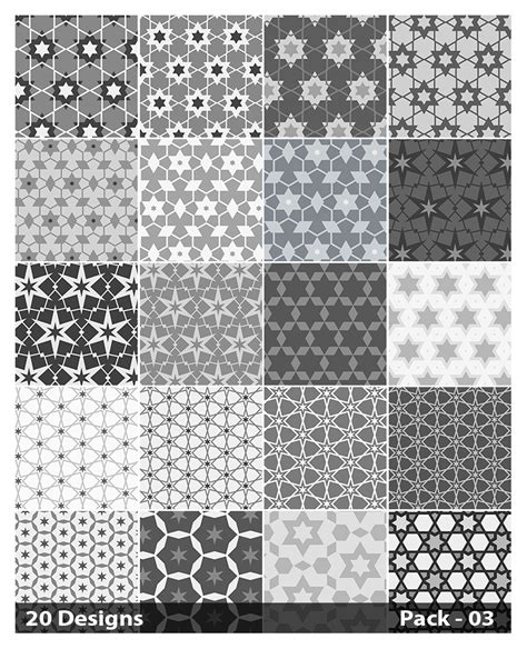 Free 20 Grey Star Pattern Background Vector Pack 03