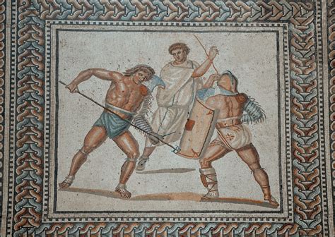 Roman Gladiator Mosaic (Illustration) - Ancient History Encyclopedia