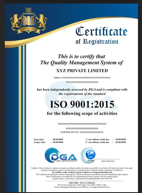 Sample Certificate – DGA CERTIFICATION